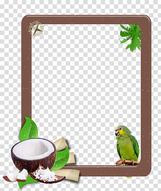 Tropical Frame, brown and green frame art transparent background PNG clipart