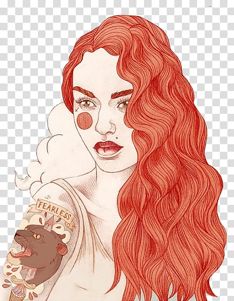 Tattoo Girls s, red-haired female illustration transparent background PNG clipart