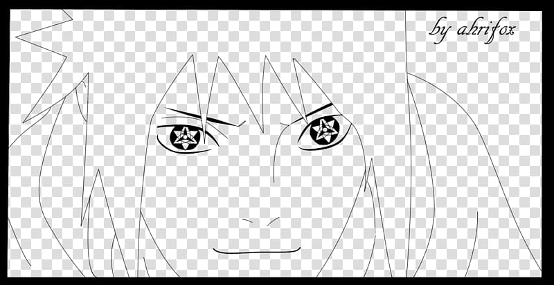 Smiling sasuke manga  line art, male anime character outline illustration transparent background PNG clipart