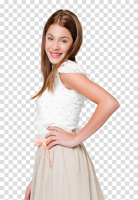 smiling woman wearing white and brown dress transparent background PNG clipart