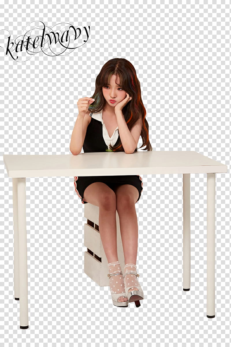 woman sitting on stool beside table transparent background PNG clipart