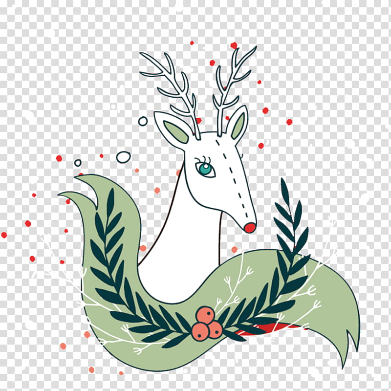 Christmas Tree White, Reindeer, Cartoon, Drawing, Animation, Comics, Antler, Leaf transparent background PNG clipart