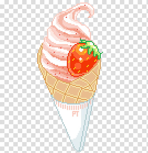 Japanese Food Pixel, strawberry ice cream cartoon graphi transparent background PNG clipart