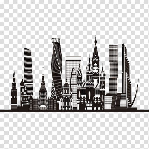 City Skyline Silhouette, Moscow, Horizon, Logo, Landmark, Metropolis, Black And White
, Rectangle transparent background PNG clipart