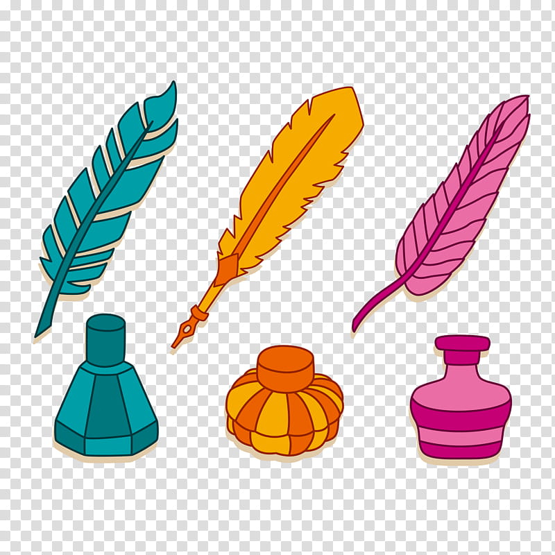 Ink Brush, Quill, Inkwell, Pen, Feather, Drawing, Line transparent background PNG clipart