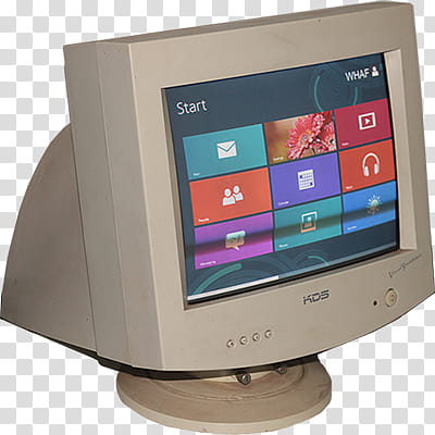 , beige KDS CRT monitor transparent background PNG clipart