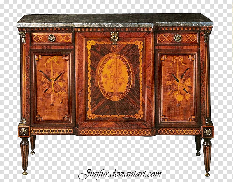 Antique furniture in , brown wooden sideboard transparent background PNG clipart