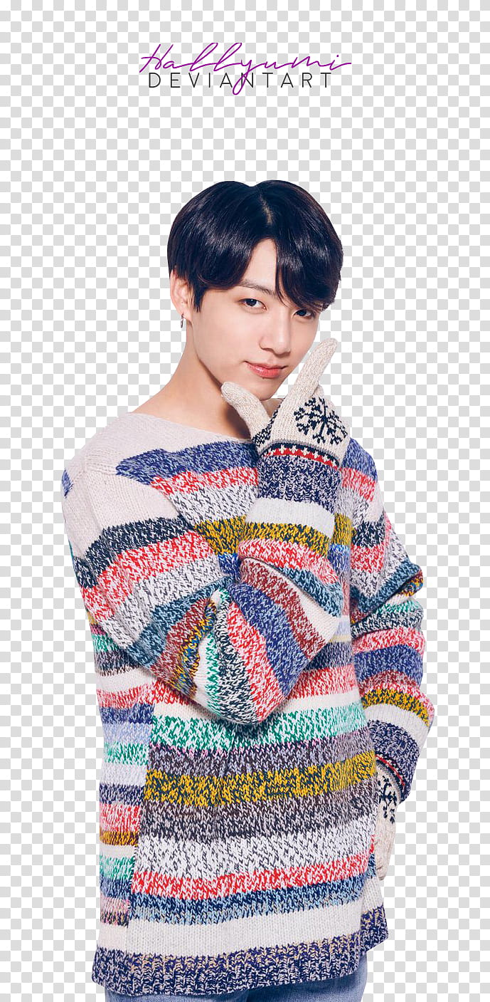 BTS LG Christmas, man wearing striped sweatshirt transparent background PNG clipart