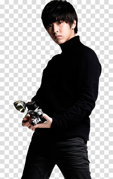 Super Junior A CHa , man holding camera transparent background PNG clipart