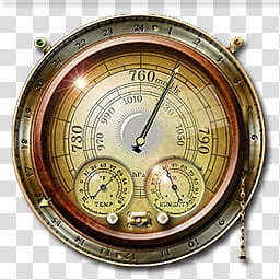 Steampunk Weather Icon and Widget MkIII, steampunk-weather-gauge, round silver compass illustration transparent background PNG clipart