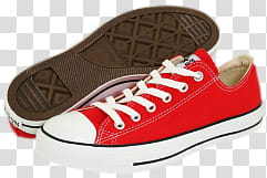 Shoes set, pair of red Converse All-Stars low-top sneakers transparent background PNG clipart