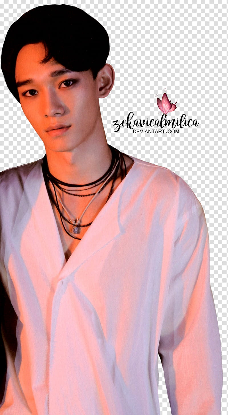 EXO Chen LOTTO, man wearing white dress shirt transparent background PNG clipart