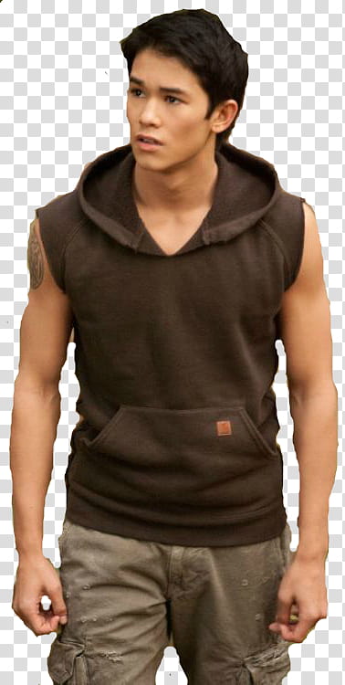 Seth Clearwater, man wearing pullover hoodie vest transparent background PNG clipart