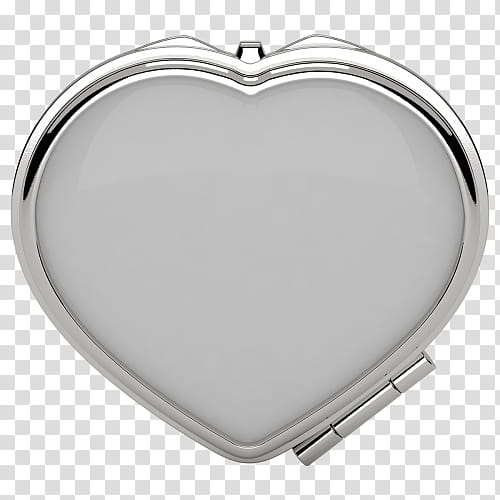 Fashion Heart, Silver, Mirror, Locket, Metal, Makeup Mirror transparent background PNG clipart