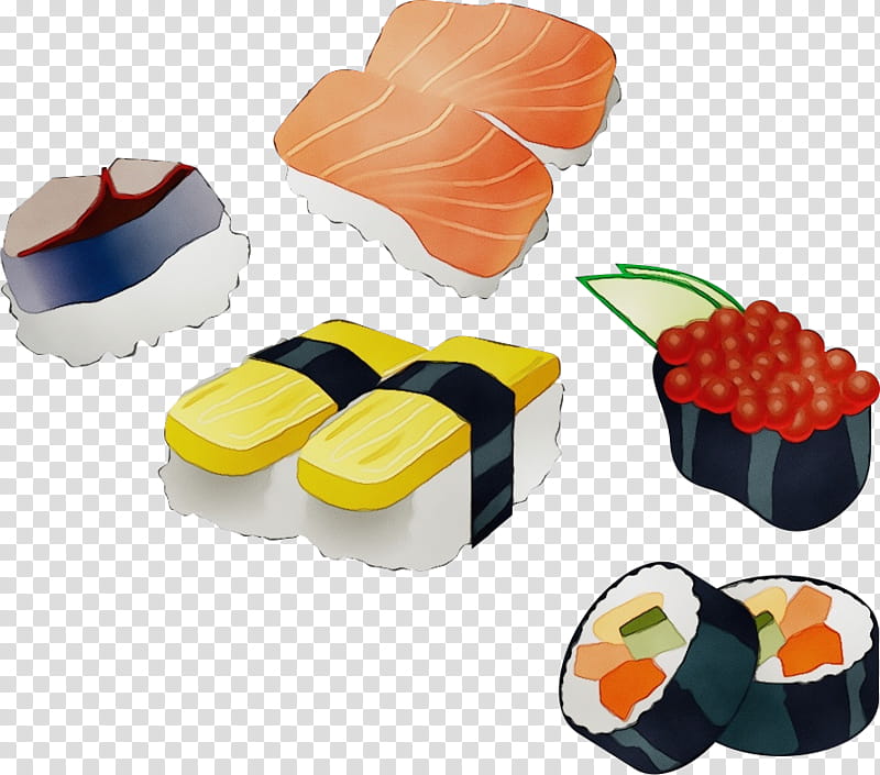 Sushi, Watercolor, Paint, Wet Ink, Sashimi, Cuisine, Food, Japanese Cuisine transparent background PNG clipart