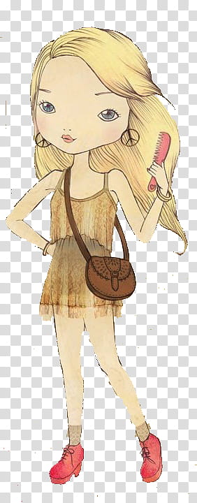 Munecas de  Street, woman combing hair transparent background PNG clipart