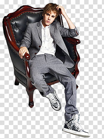 Justin Bieber, Justin Bieber sitting on chair transparent background PNG clipart