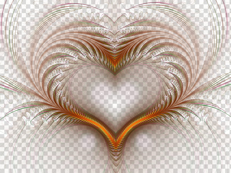 Fractal , orange and brown heart illustration transparent background PNG clipart