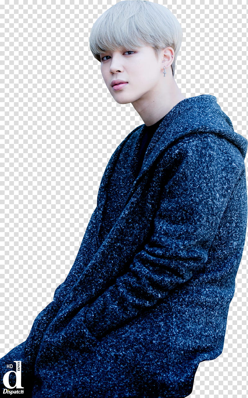 Jimin BTS, man wearing blue coat transparent background PNG clipart