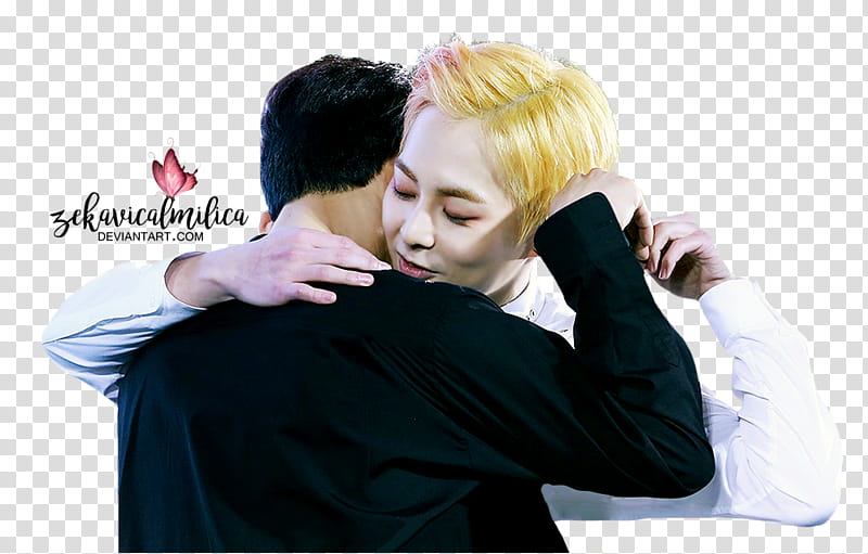 EXO Xiuchen  Green Nature, EXO Xiumin and Chen hugging each other transparent background PNG clipart