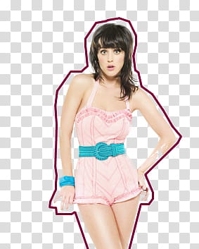 Katty Perry, woman wearing pink halter romper shorts transparent background PNG clipart