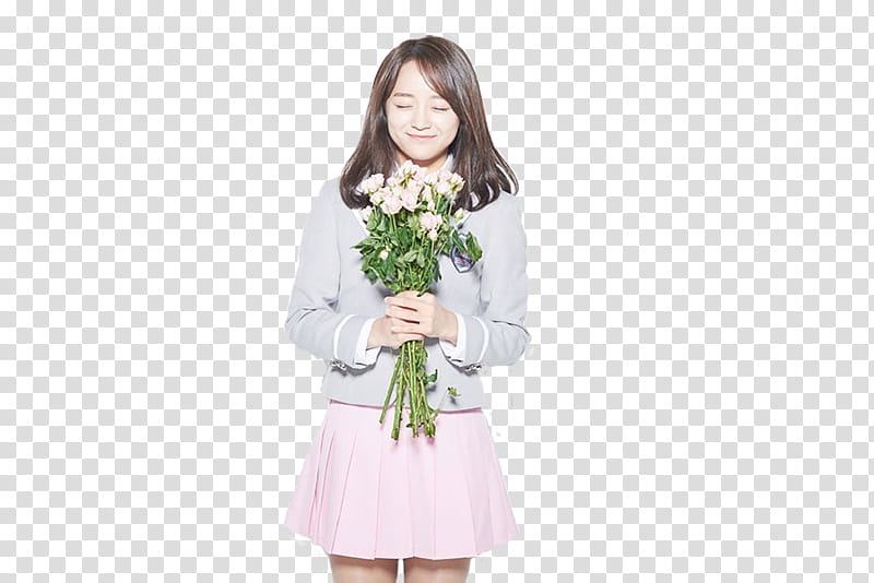 PRODUCE  KIM SE JEONG P, smiling woman holding flowers while standing transparent background PNG clipart