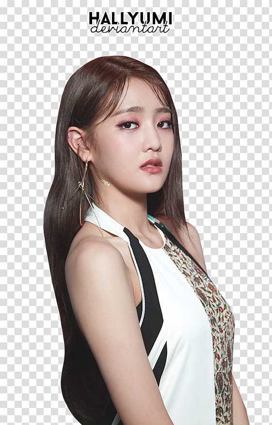 G I DLE HANN, standing woman wearing white and black halter dress transparent background PNG clipart
