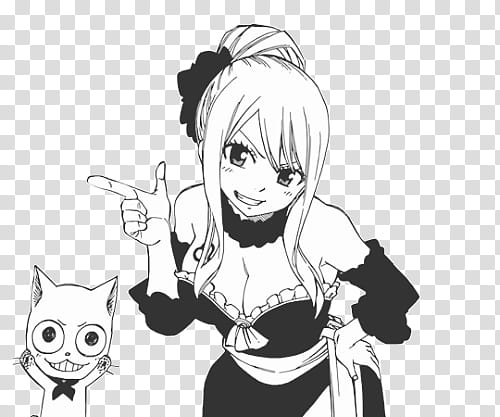 Fairy Tail Manga Cap Render (Happy and Lucy) transparent background PNG clipart