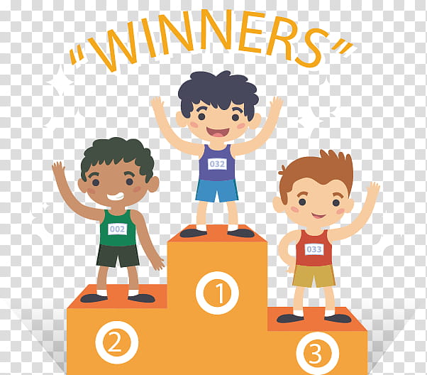 Kids Playing, Cartoon, Podium, Award, Medal, Trophy, Competition, Speech Balloon transparent background PNG clipart