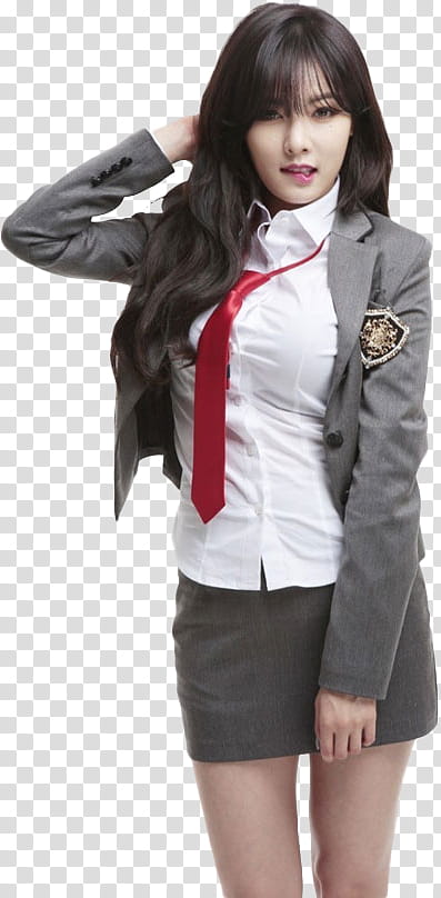 HyunA Mystic Fighter, women's gray school uniform transparent background PNG clipart