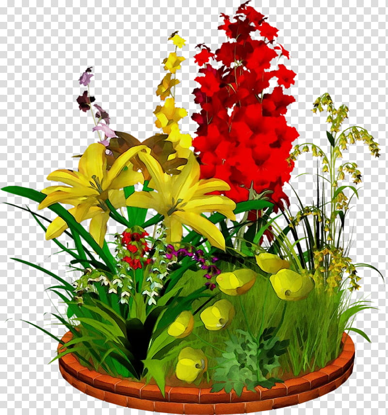 flower plant flowerpot cut flowers flowering plant, Watercolor, Paint, Wet Ink, Houseplant, Floristry, Gladiolus, Aquarium Decor transparent background PNG clipart