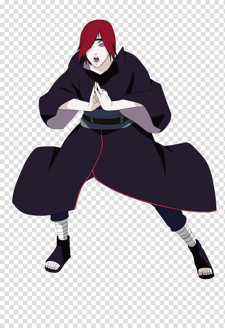 Nagato render :O, red-haired male Naruto character transparent background PNG clipart