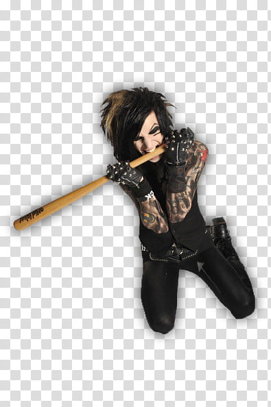 Andy Biersack Render , man eating baseball bat handle transparent background PNG clipart