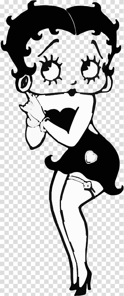 Betty Boop, Cartoon, Drawing, Silhouette, Helen Kane, Grim Natwick, Line Art, Blackandwhite transparent background PNG clipart
