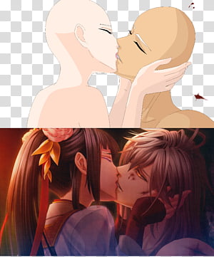 Anime drawing of a kissing couple