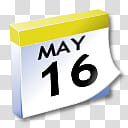 WinXP ICal, white and yellow May  calendar date transparent background PNG clipart