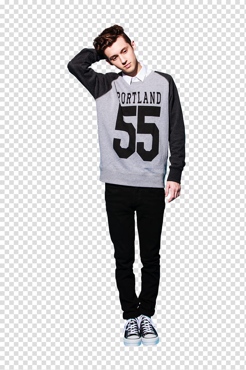 Troye Sivan, man holding backhead using his right hand transparent background PNG clipart