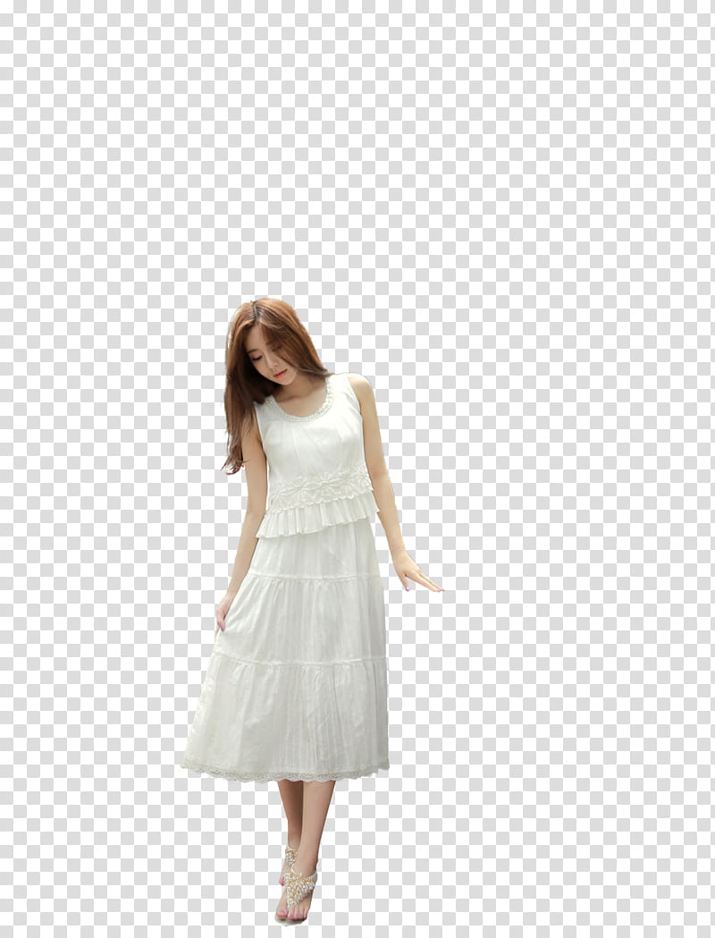 Jung Yeon, woman holding her dress transparent background PNG clipart