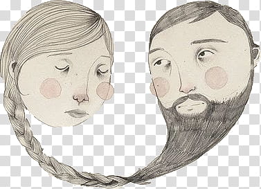 couple connecting hair and beard transparent background PNG clipart