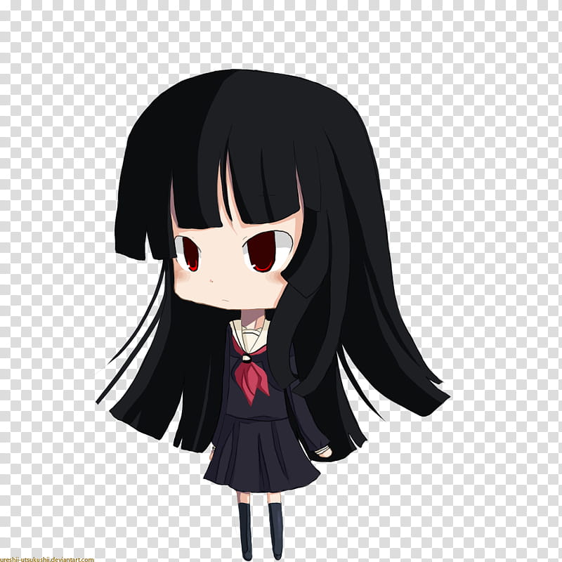 Chibi Enma ai, black haired girl anime character transparent background PNG clipart