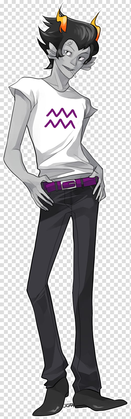 Cronus Ampora, male cartoon character wearing white cap-sleeved shirt and black pants transparent background PNG clipart