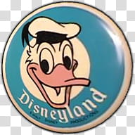 VVintage, DIsneyland Donald Duck pin back button transparent background PNG clipart