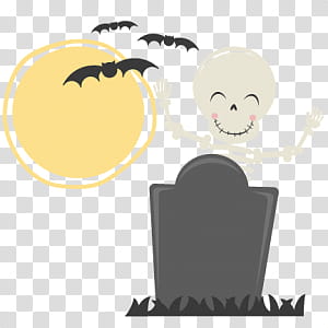 Halloween s, skeleton smiling under full moon illustration transparent background PNG clipart