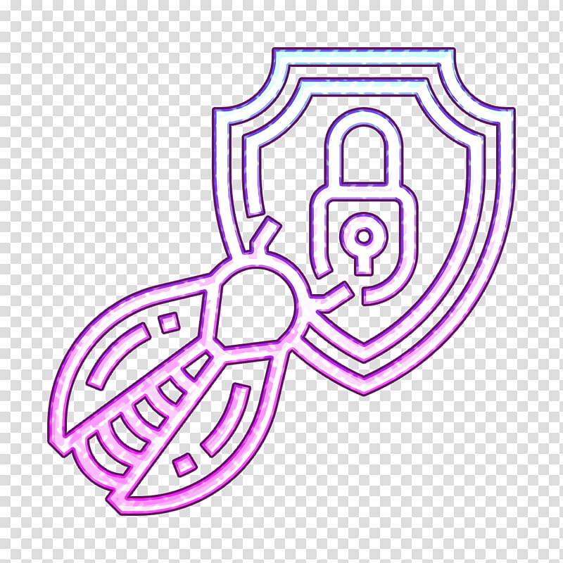 Protection icon Cyber Crime icon Bug icon, Violet, Purple, Line Art transparent background PNG clipart