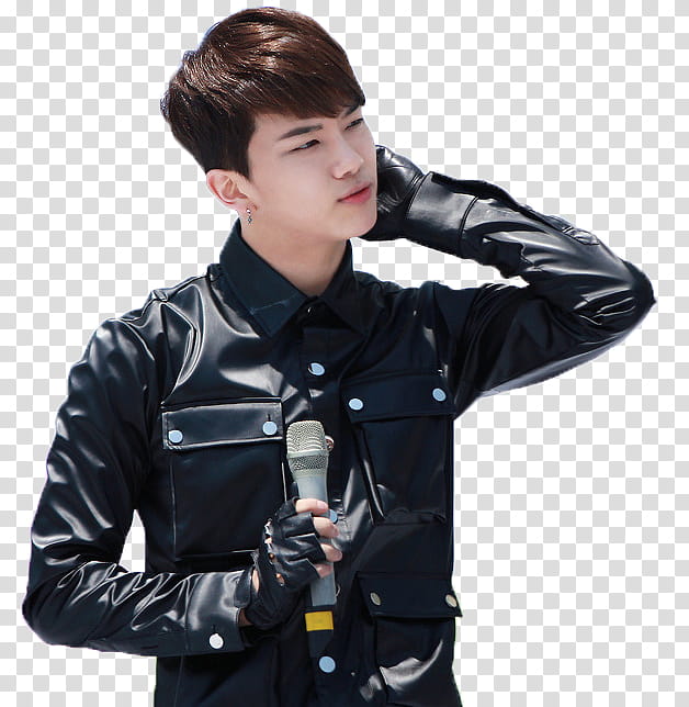 YoungJae BAP , man holding microphone transparent background PNG clipart