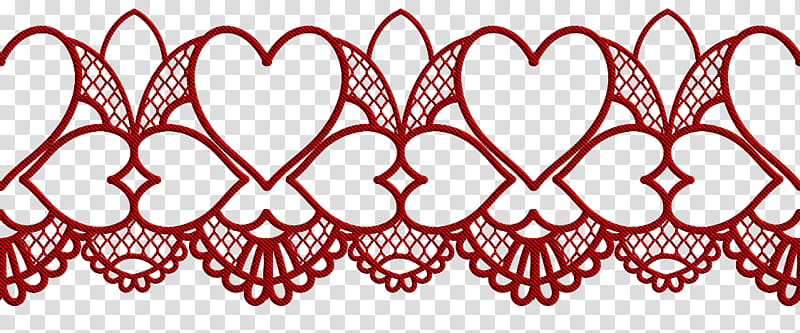 Valentine day lace, heart-shaped red lace transparent background PNG clipart