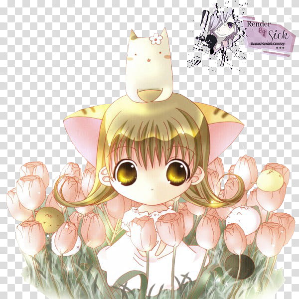 Renders Anime Chibi, girl in white dress beside flowers artwork transparent background PNG clipart