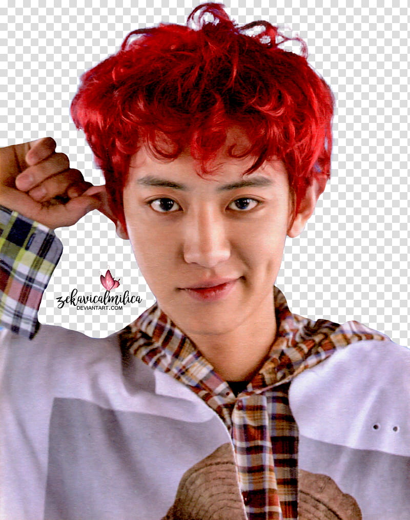 EXO Chanyeol Lucky One, men's red hair transparent background PNG clipart