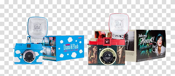 , blue and red cameras with boxes transparent background PNG clipart