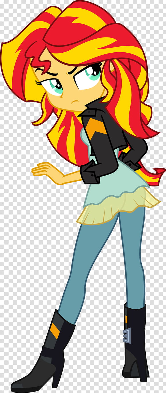 Sunset Shimmer, Equestria Girls FSG, yellow and red-haired female character transparent background PNG clipart